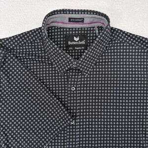 Buttercloth Shirt 2XL Regular Geometric Print Short Sleeve Button Up Icy Cotton